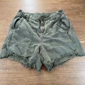 Aerie Women's Utility Shorts XS Green High Rise Frayed Hem Casual